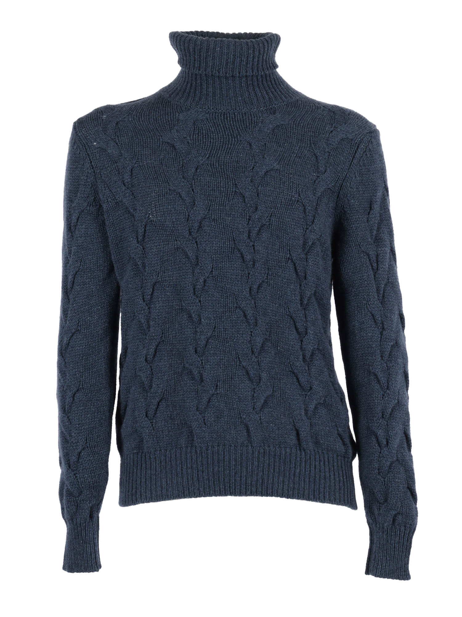 Ls High Neck Sweater Blue Cashmere Turtleneck