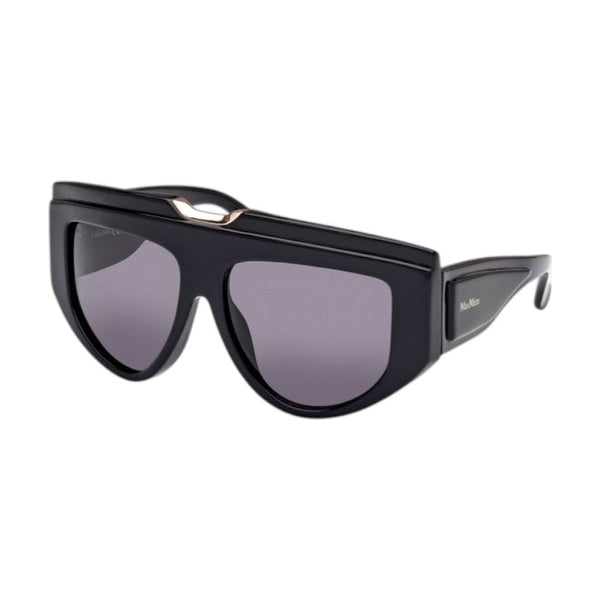 Max Mara Sunglasses Shield Full Rim, Shiny Black Frame And Smoke Lens Mm008301a