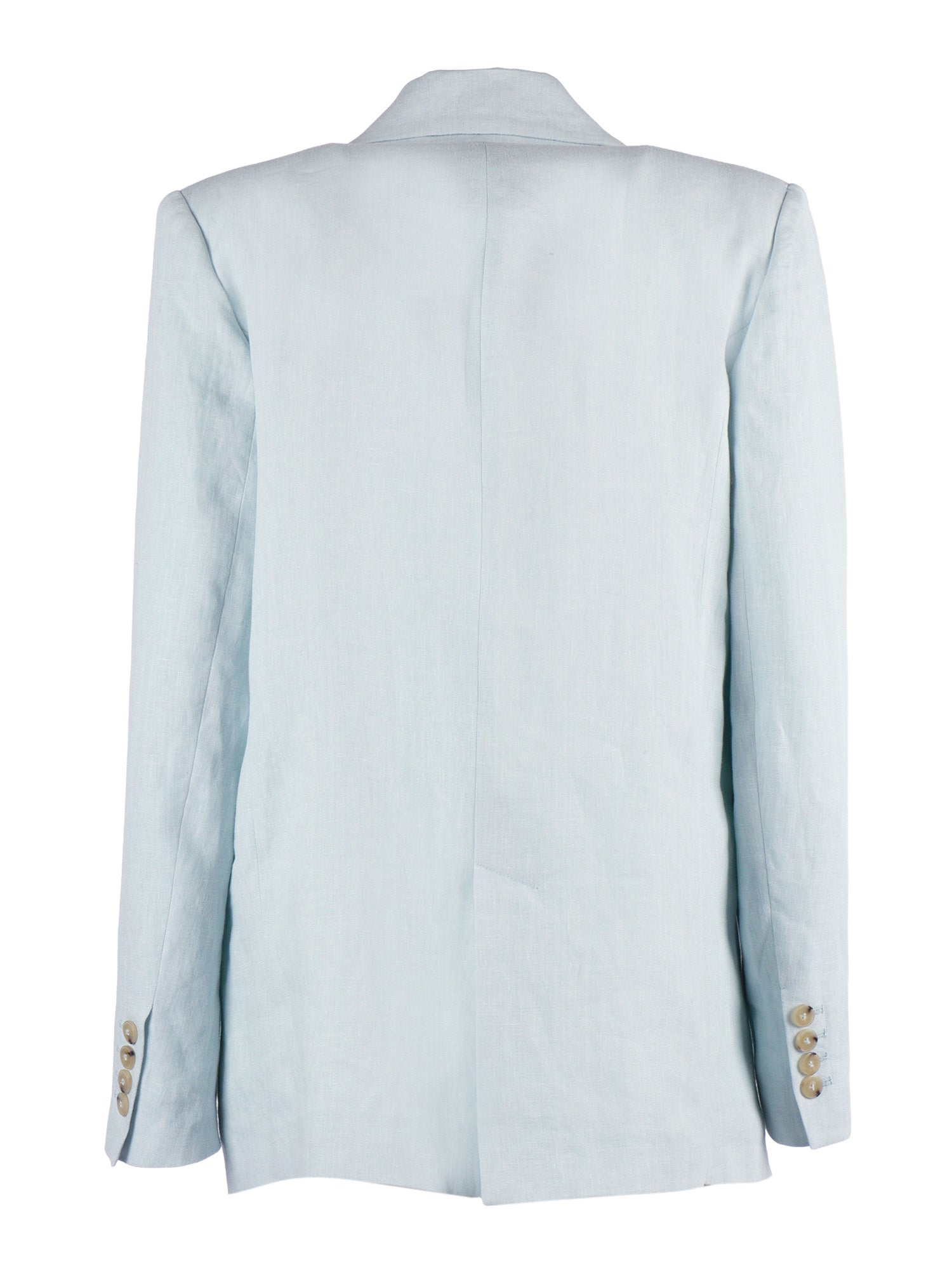 Chic Linen Canvas Jacket Light Blue Lining Acrylic Viscose