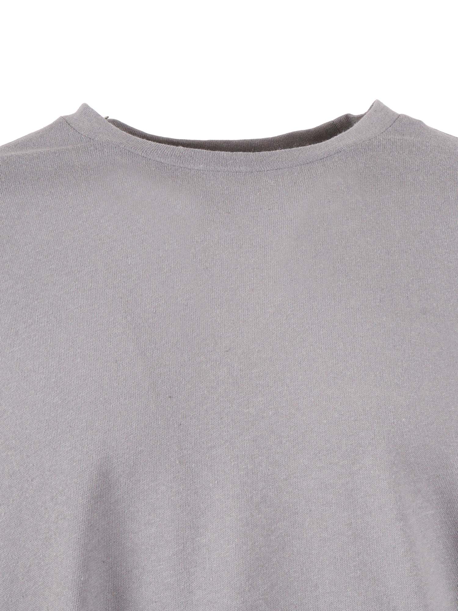 Short Sleeve Round Neck T-Shirt Grey Cotton Linen Sleeves