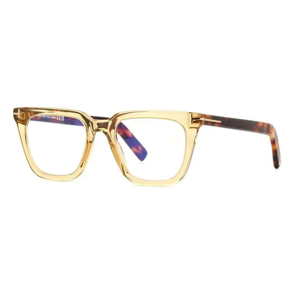Tom Ford Eyeglasses Square Full Rim, Shiny Light Brown Frame And Clear-Blue-Light Block Lens Ft5963-B045 Grey Sunglasses