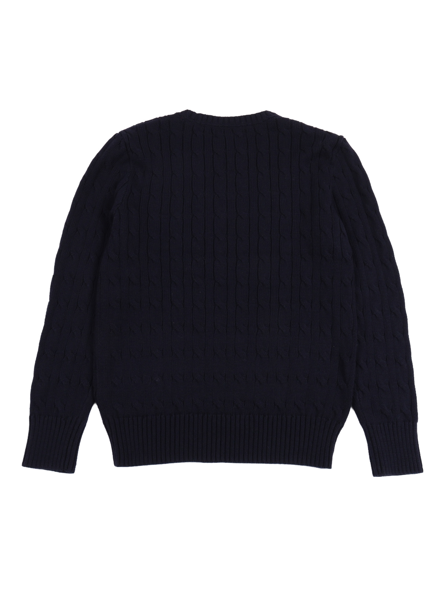 Ls Cable Cn-Tops-Sweater Blue Cotton Crewneck