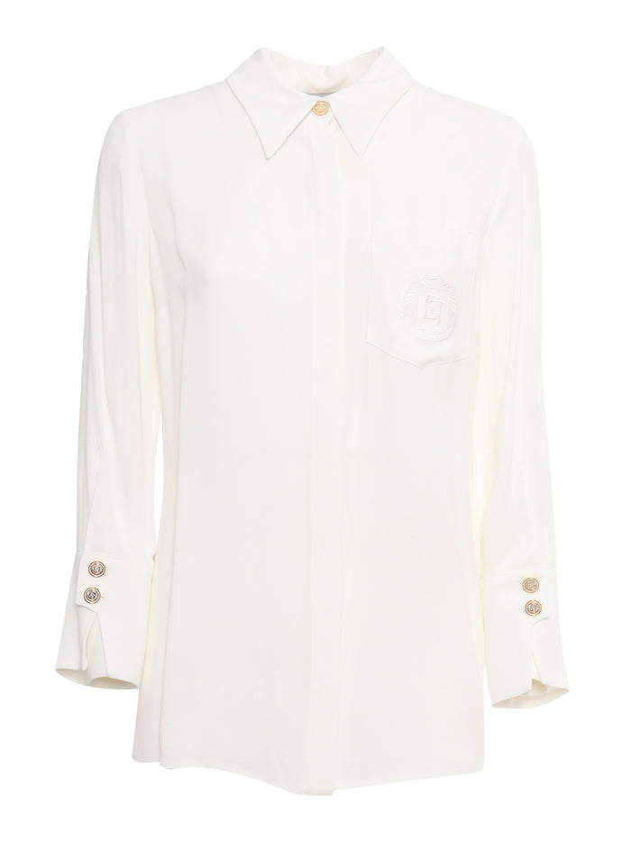 Long Sleeve Viscose Shirt White