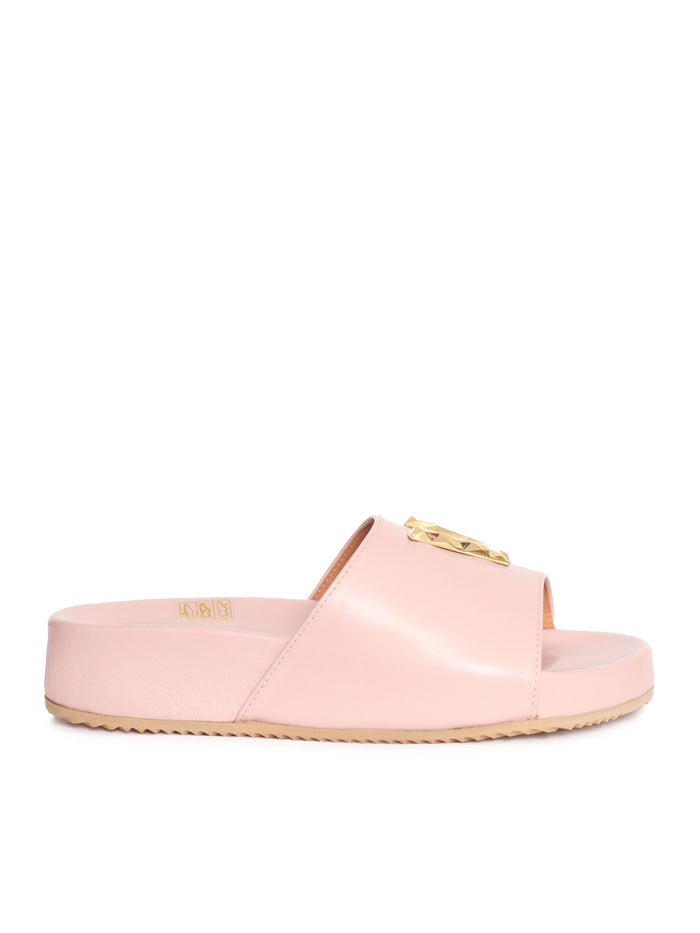Jewel pink slippers Leather Sole In Rubber Ciabattina