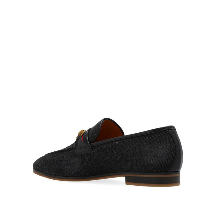 Denim Loafers Black Fabric