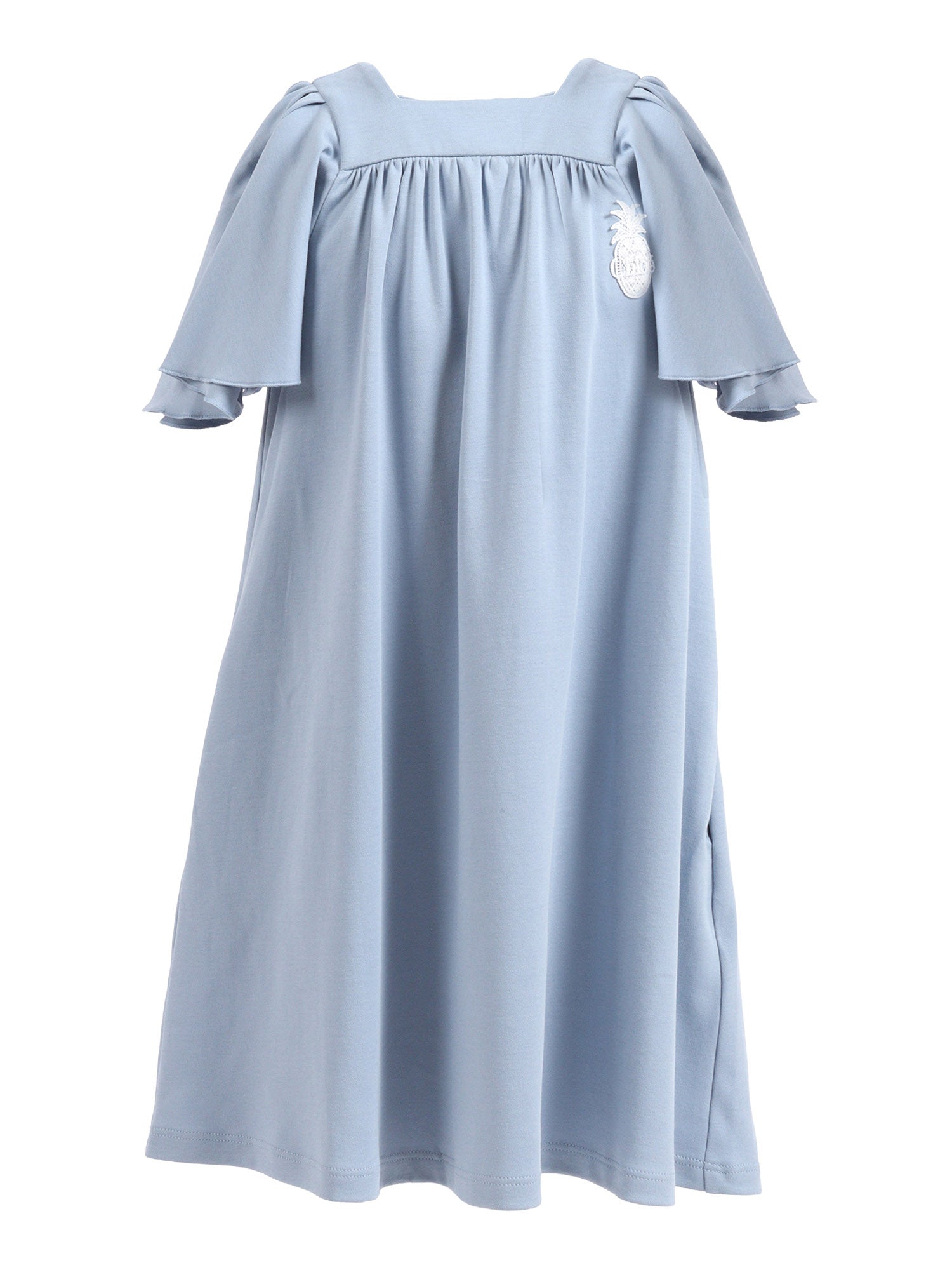 SHORT SLEEVE DRESS Light Blue Cotton