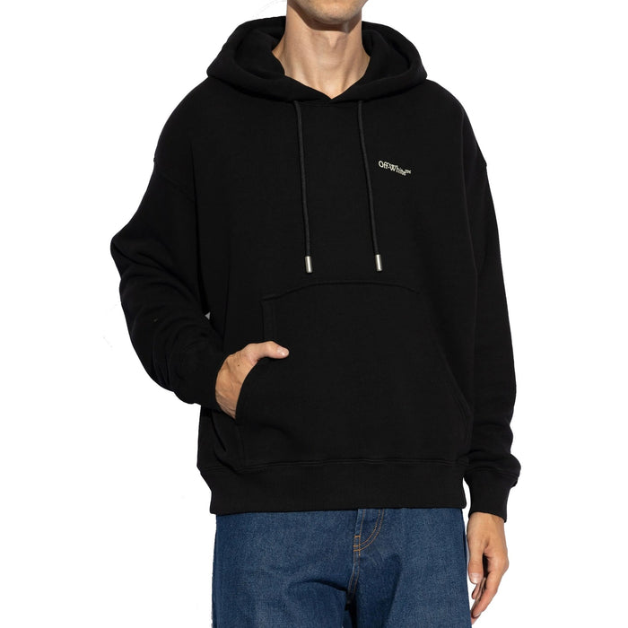 Off-White Logo Hooded Sweatshirt Black Cotton