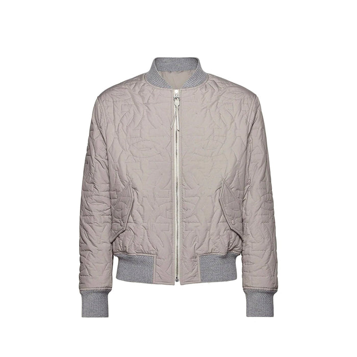 Quilted Bomber Jacket Gray Polyester
