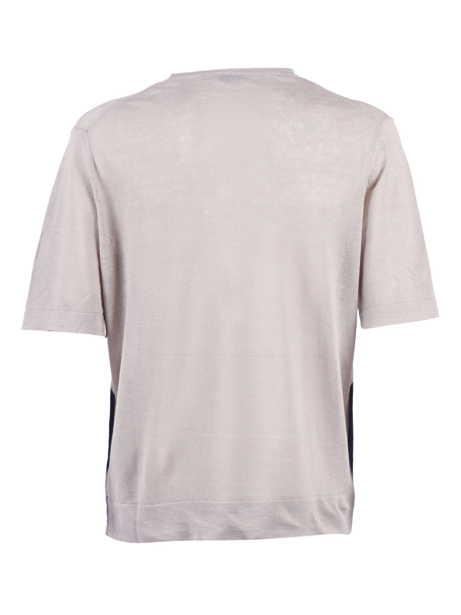 R Neck T-Shirt Grey Linen Cotton M/c Girocollo