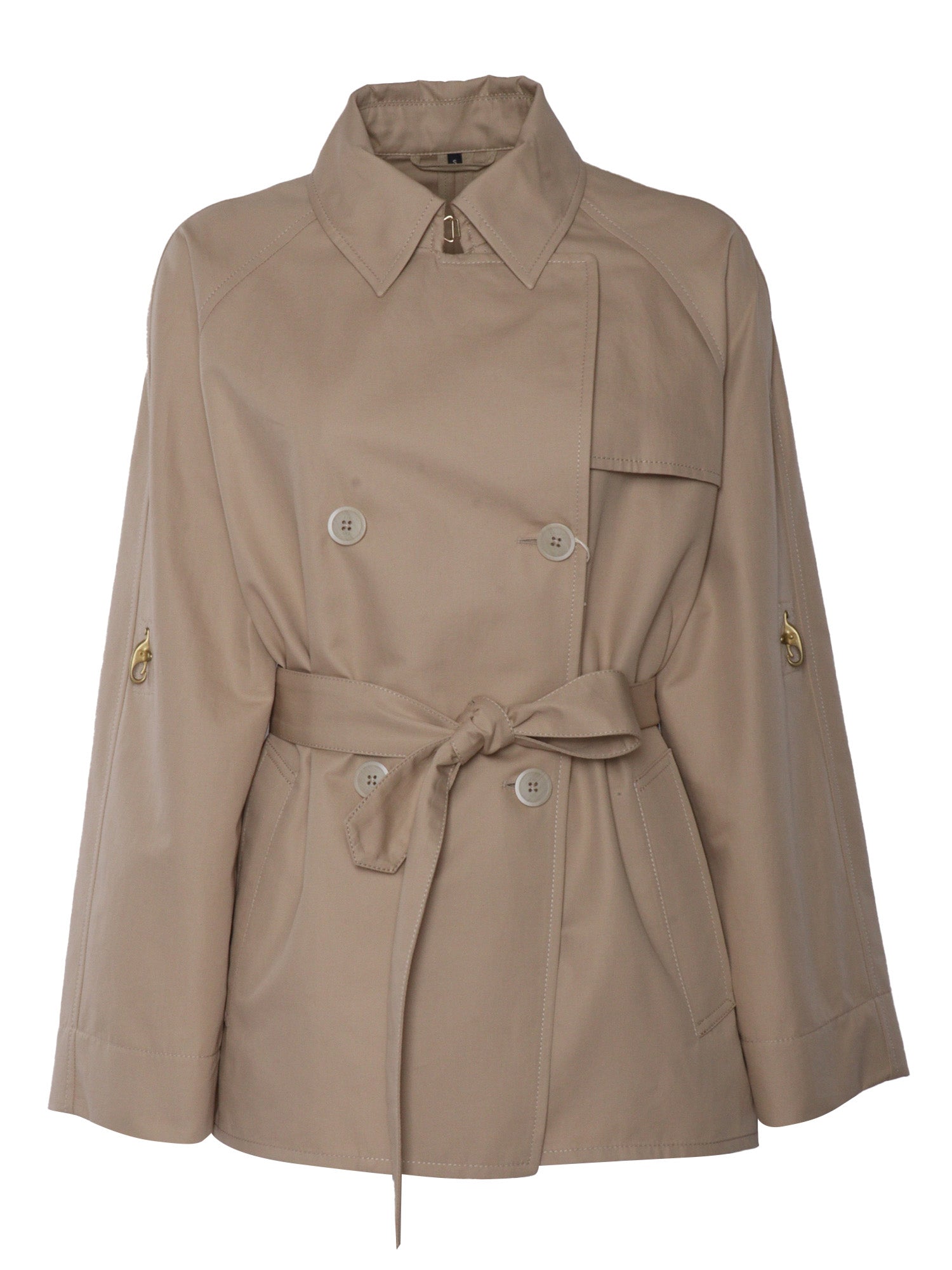 Short brown trench coat Cotton