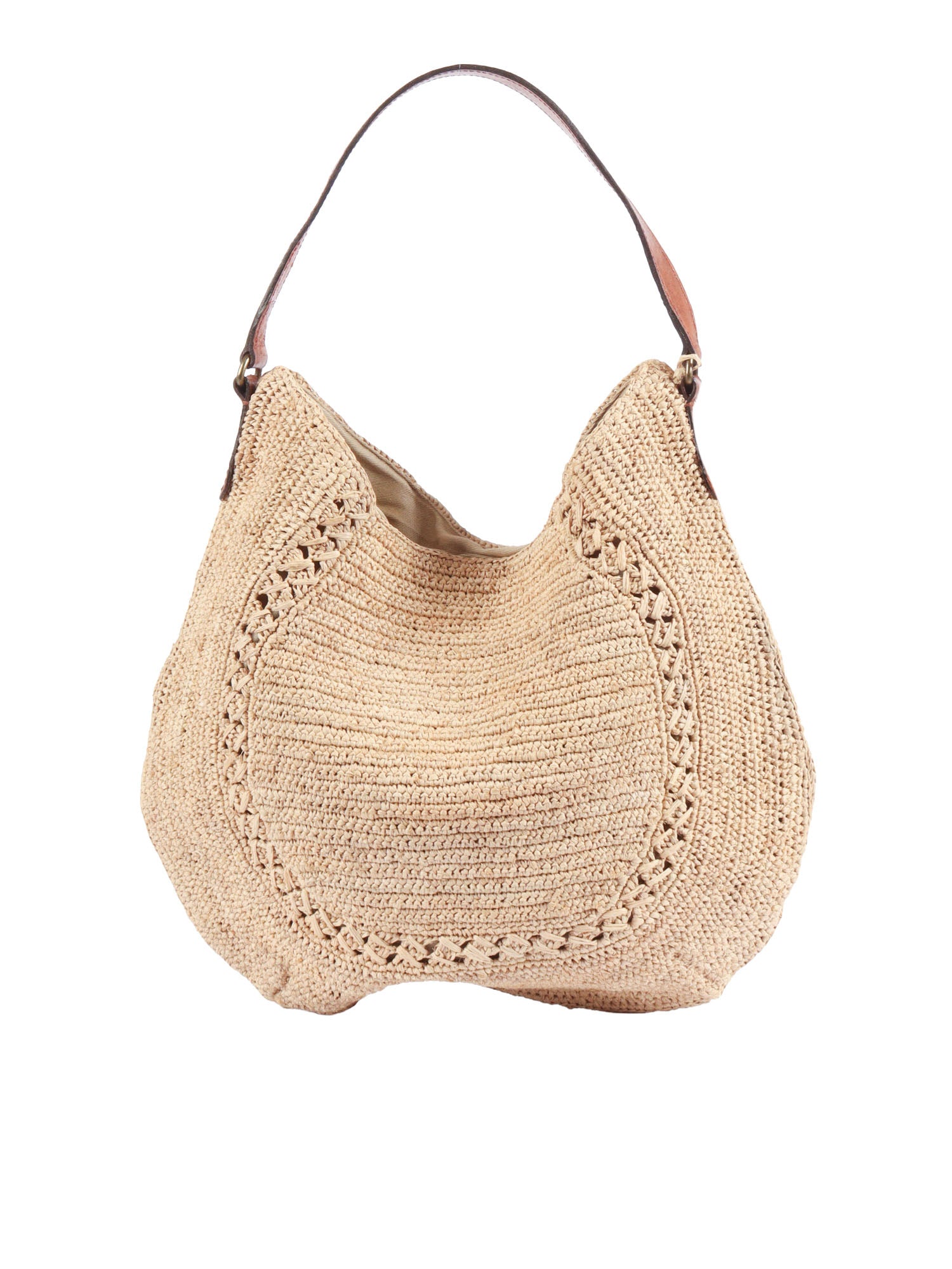 Bag - Meva Tea Beige Raphia Fabric 2 Leather