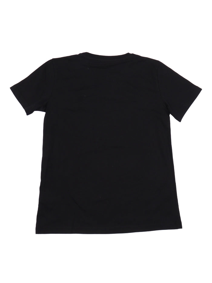 T-Shirt-Top Black Cotton Short Sleeves T-shirt