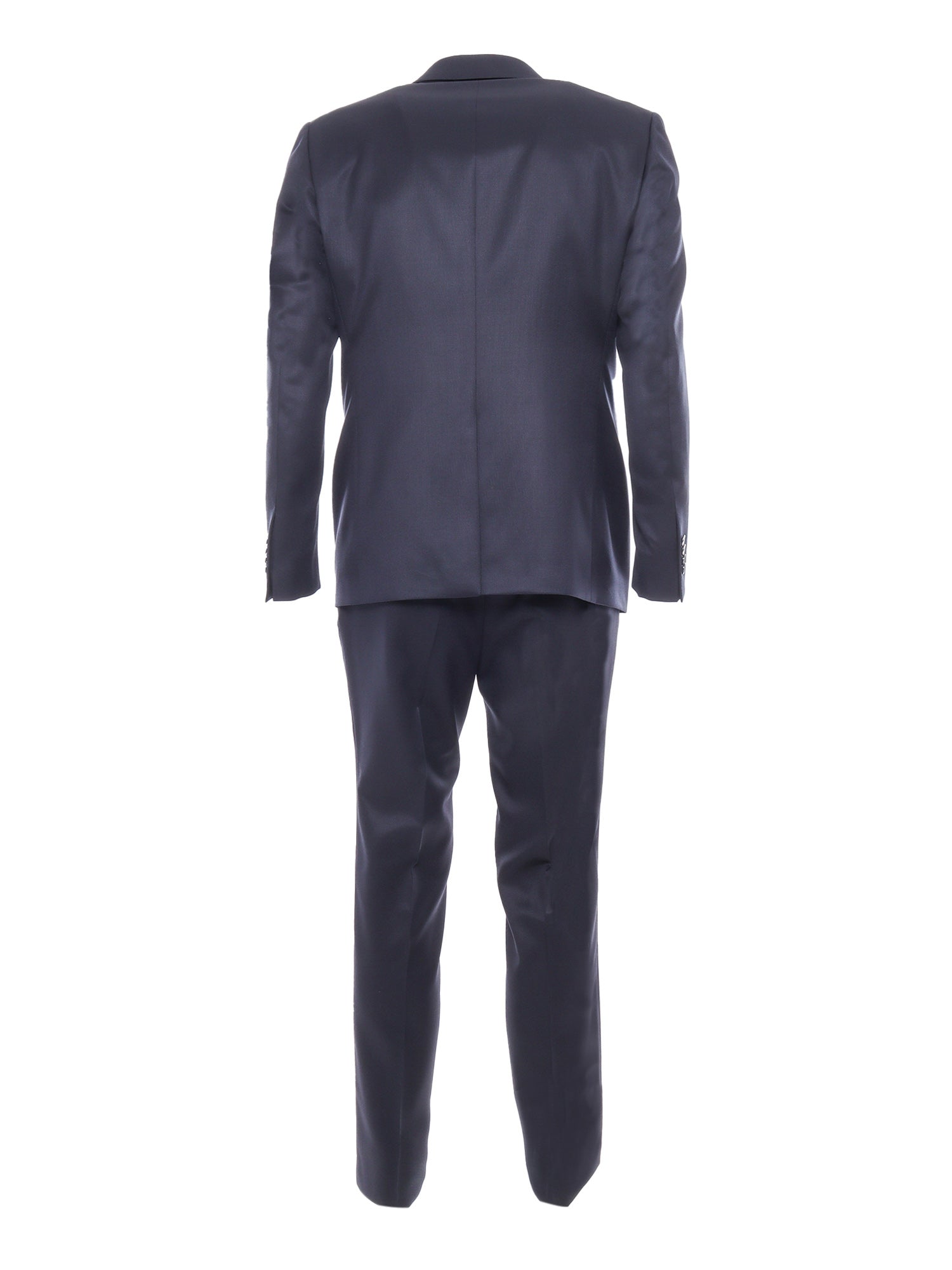 Single-breasted suit Blue Virgin Wool Silk Jacket