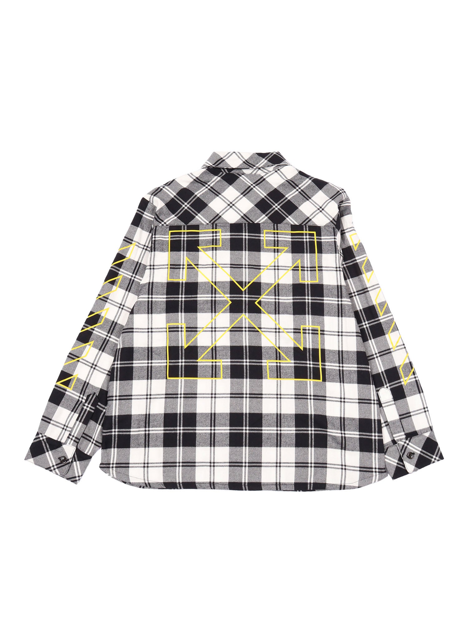 Bookish Diag Flan Shirt L-S Black - Yell White Cotton