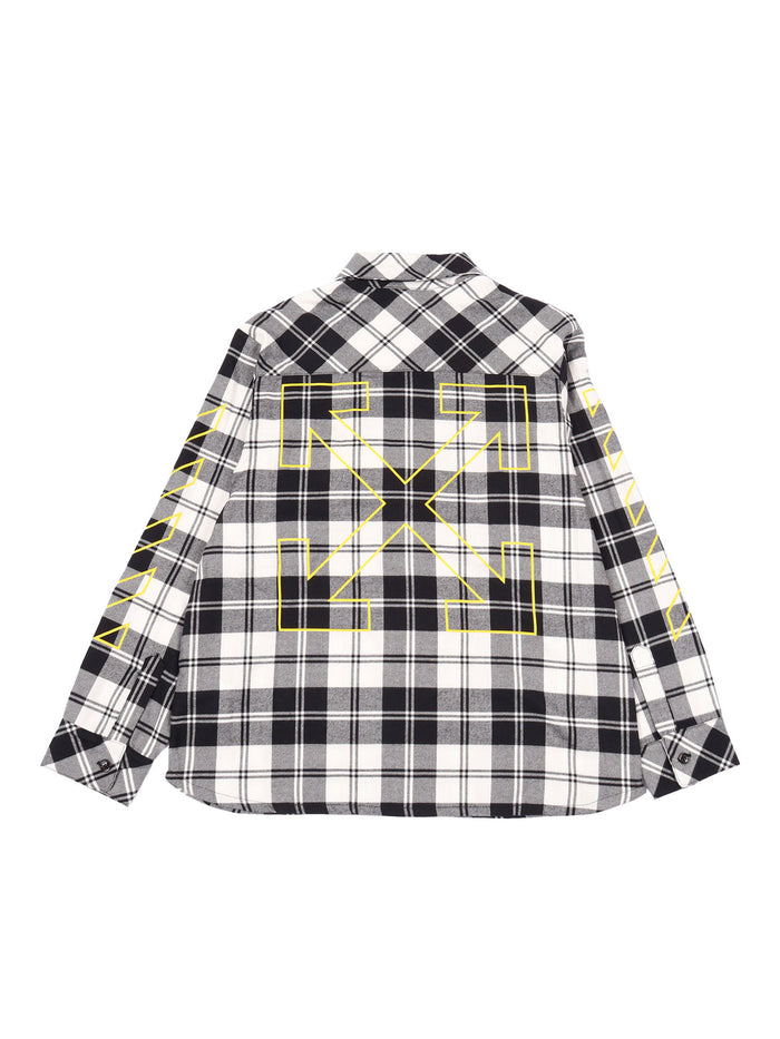 Bookish Diag Flan Shirt L-S Black - Yell White Cotton