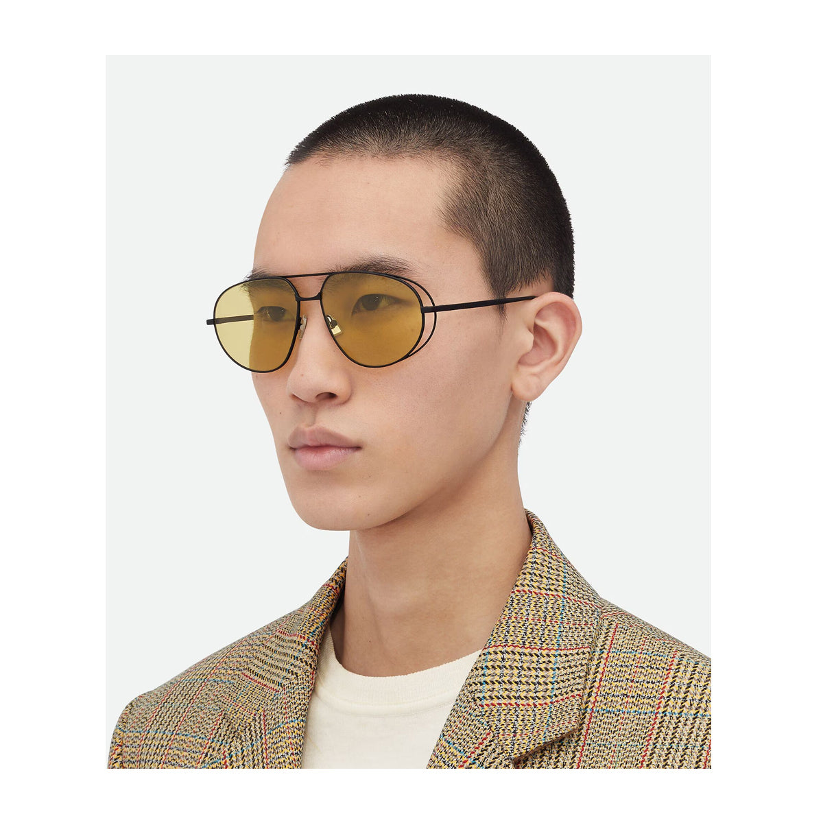 Bottega Veneta BV1344S 002 Black Yellow Nero Metal Occhiali Da Sole