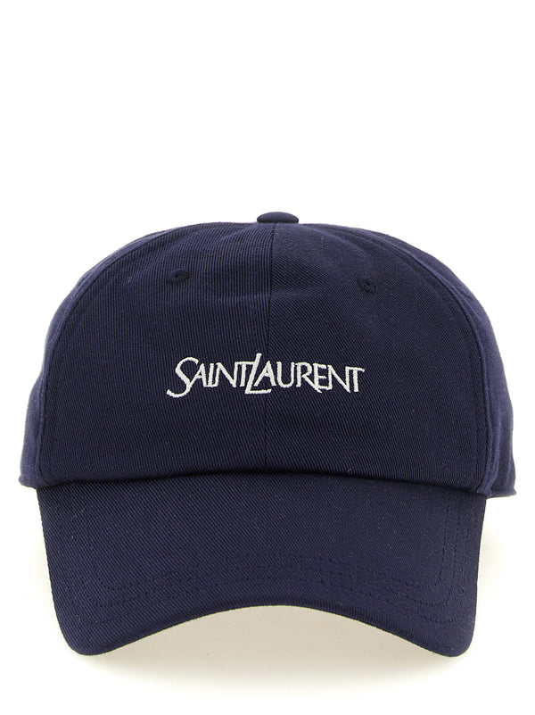 Saint Laurent Logo-Embroidered Cotton Baseball Cap — Navy