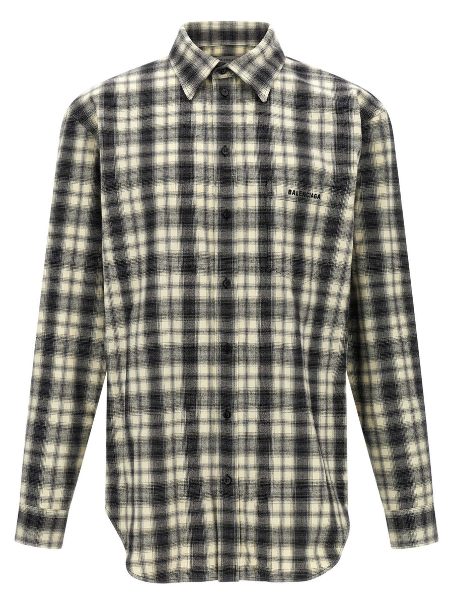 Balenciaga Check Flannel Shirt — black