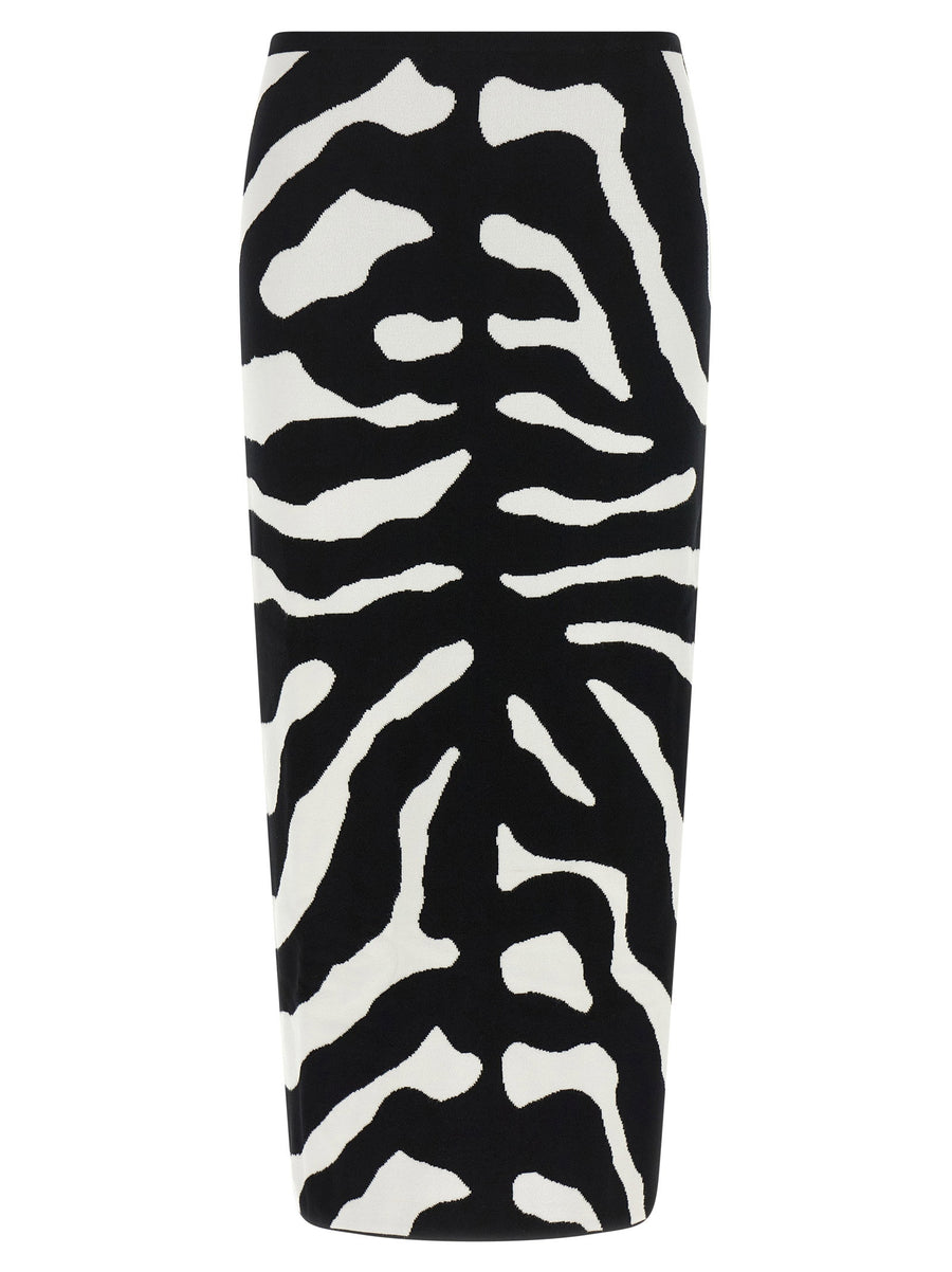 Moschino Zebra Intarsia Skirt — Black