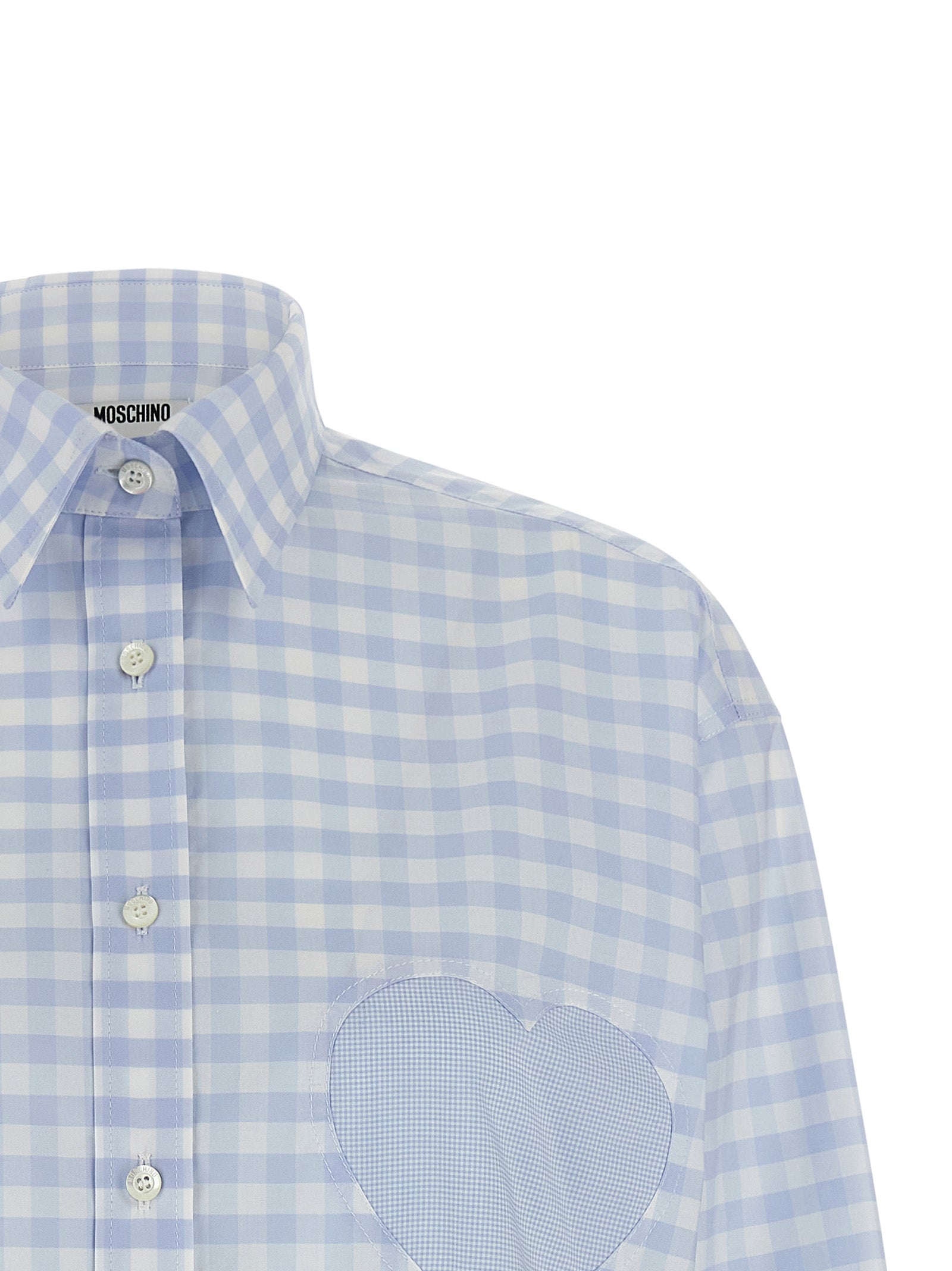 Heart Vichy shirt Light Blue Cotton Shirt, Blouse