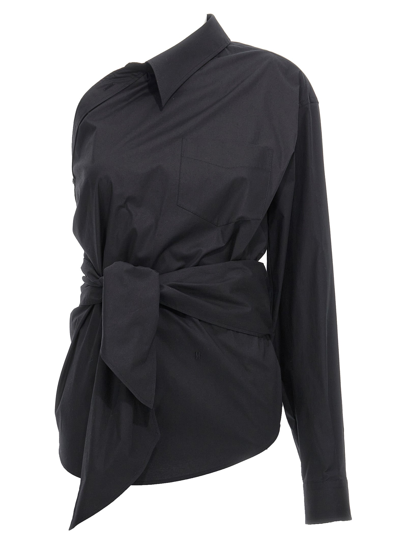 One-shoulder shirt Black Cotton Elastane Shirt, Blouse