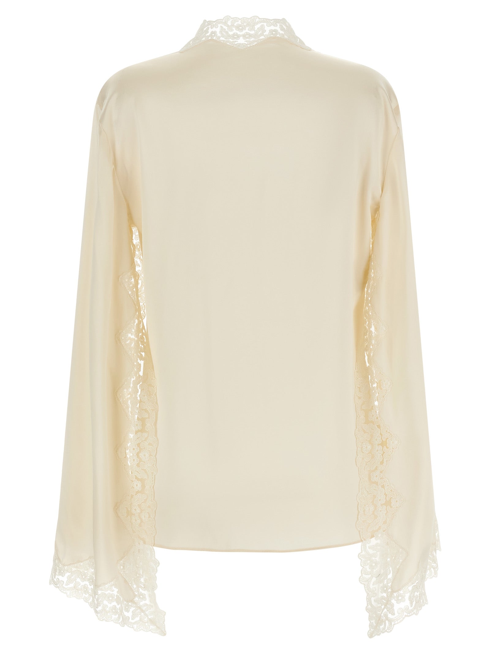 Satin And Lace Shirt Beige Viscose Shirt, Blouse