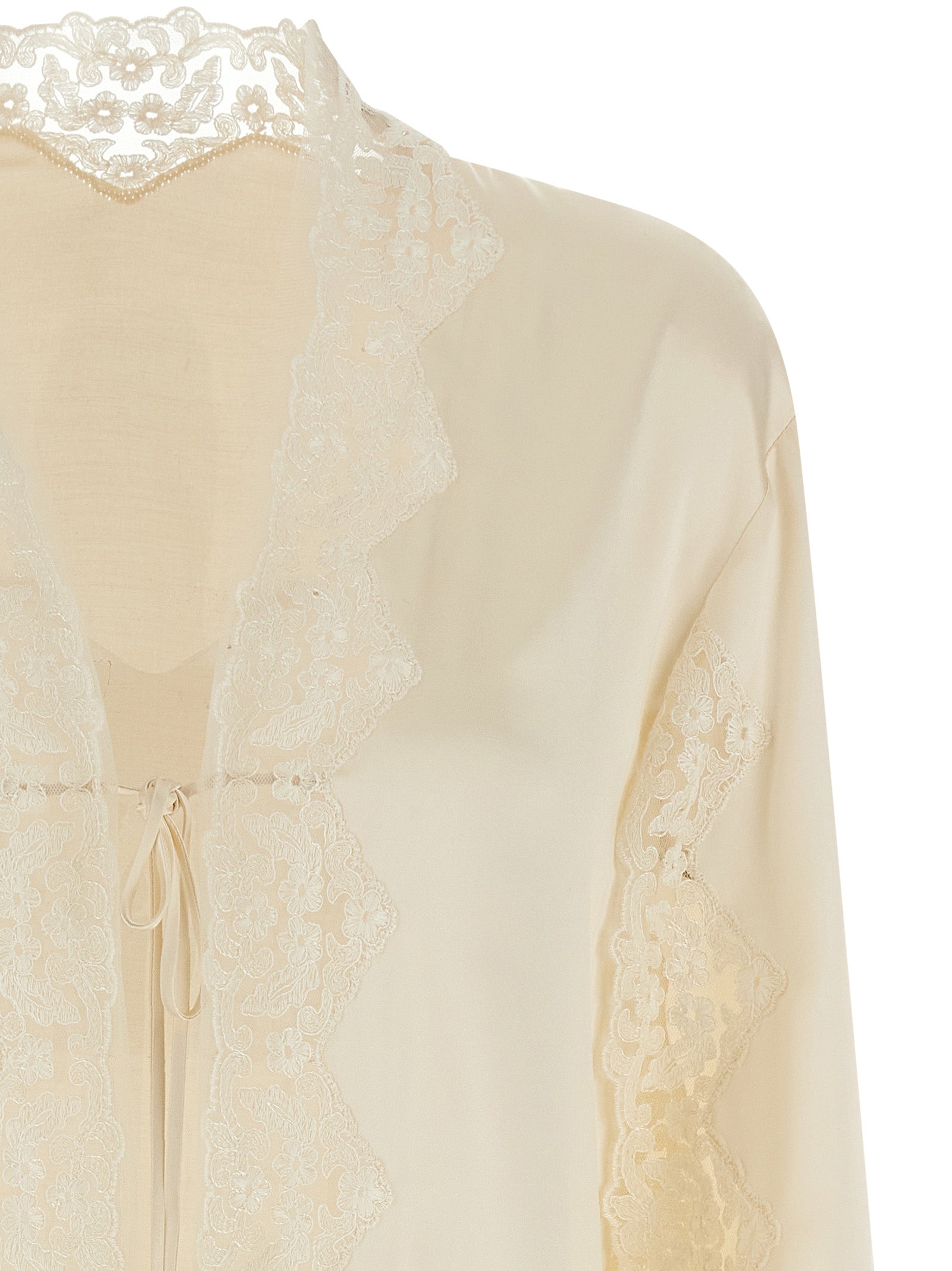 Satin And Lace Shirt Beige Viscose Shirt, Blouse