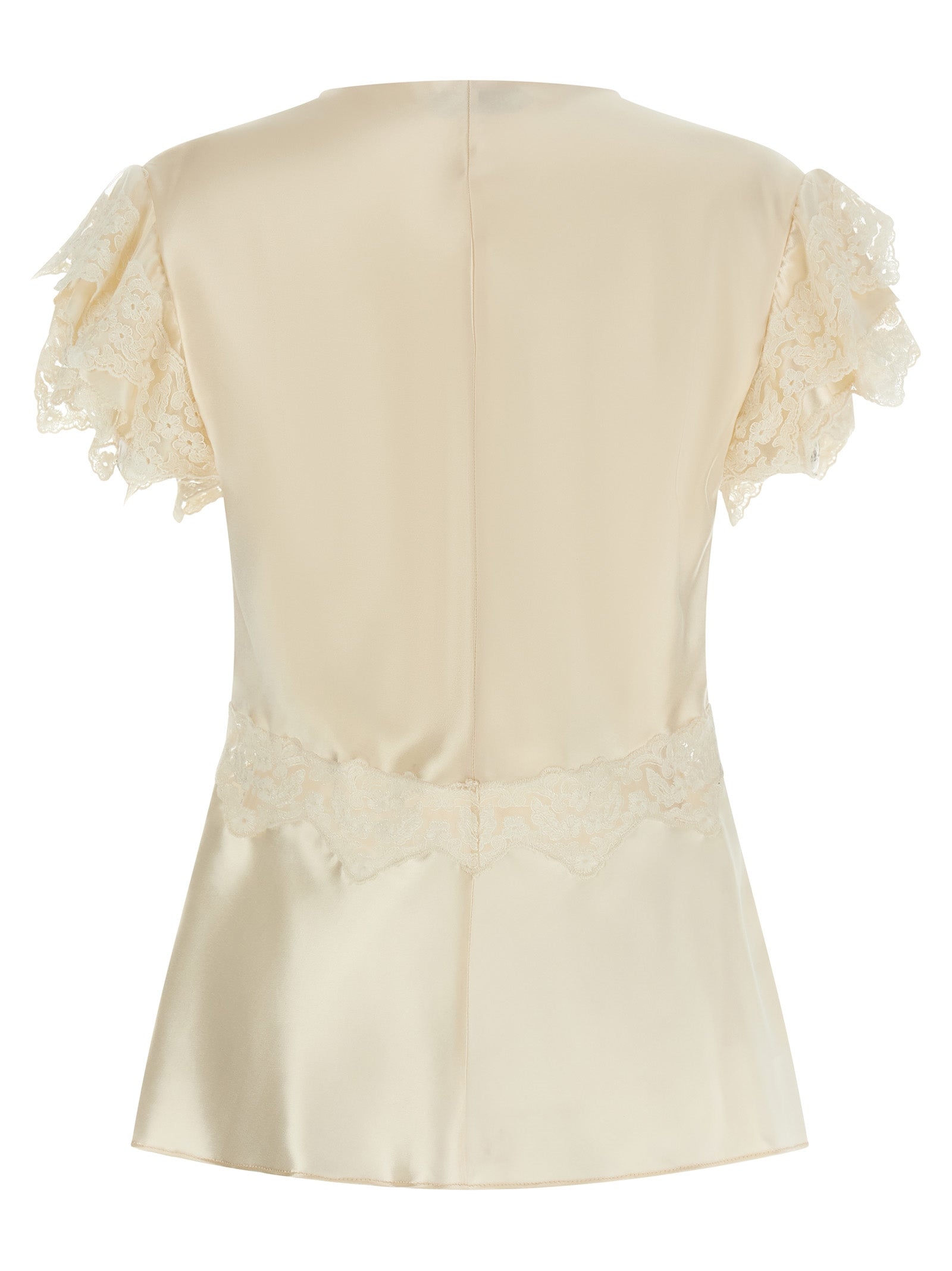 Satin and lace top Beige Viscose Tops