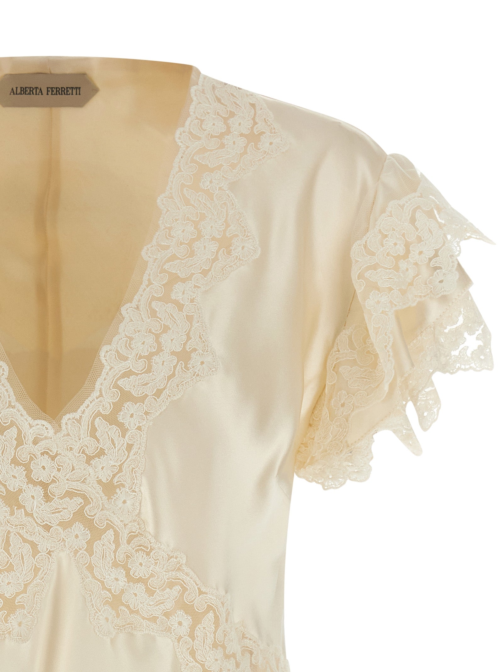 Satin and lace top Beige Viscose Tops