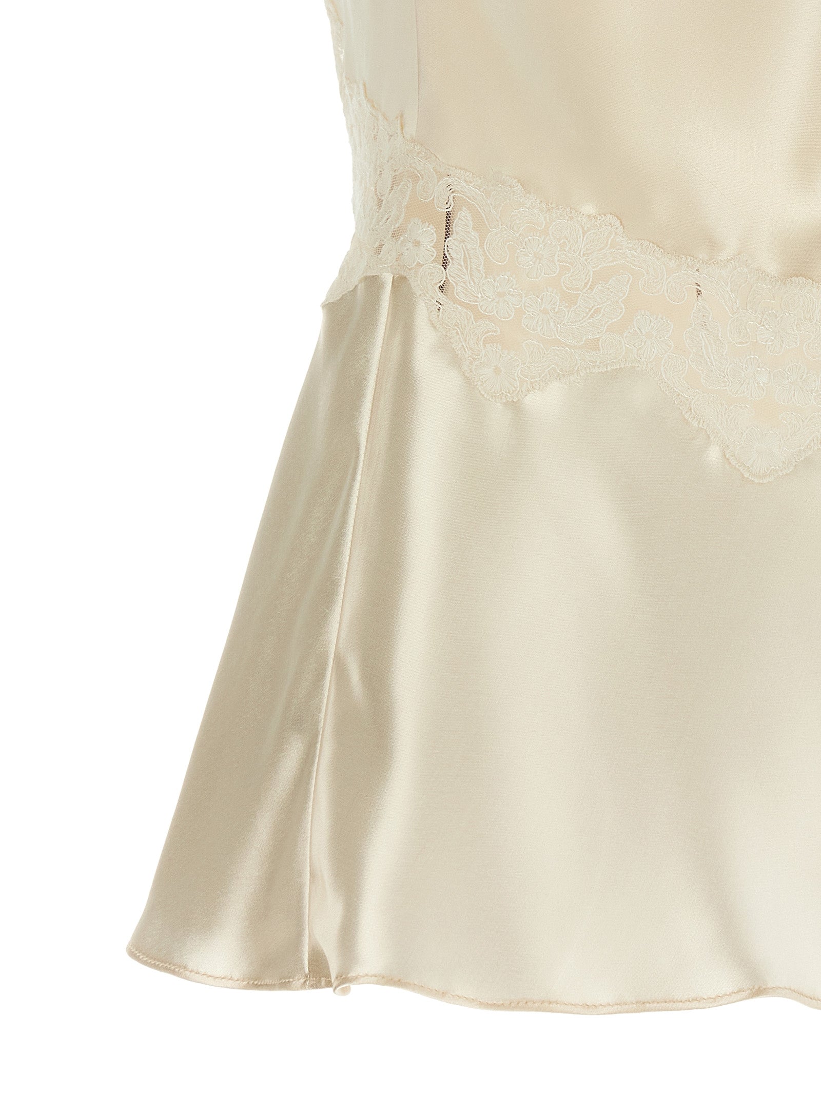 Satin and lace top Beige Viscose Tops