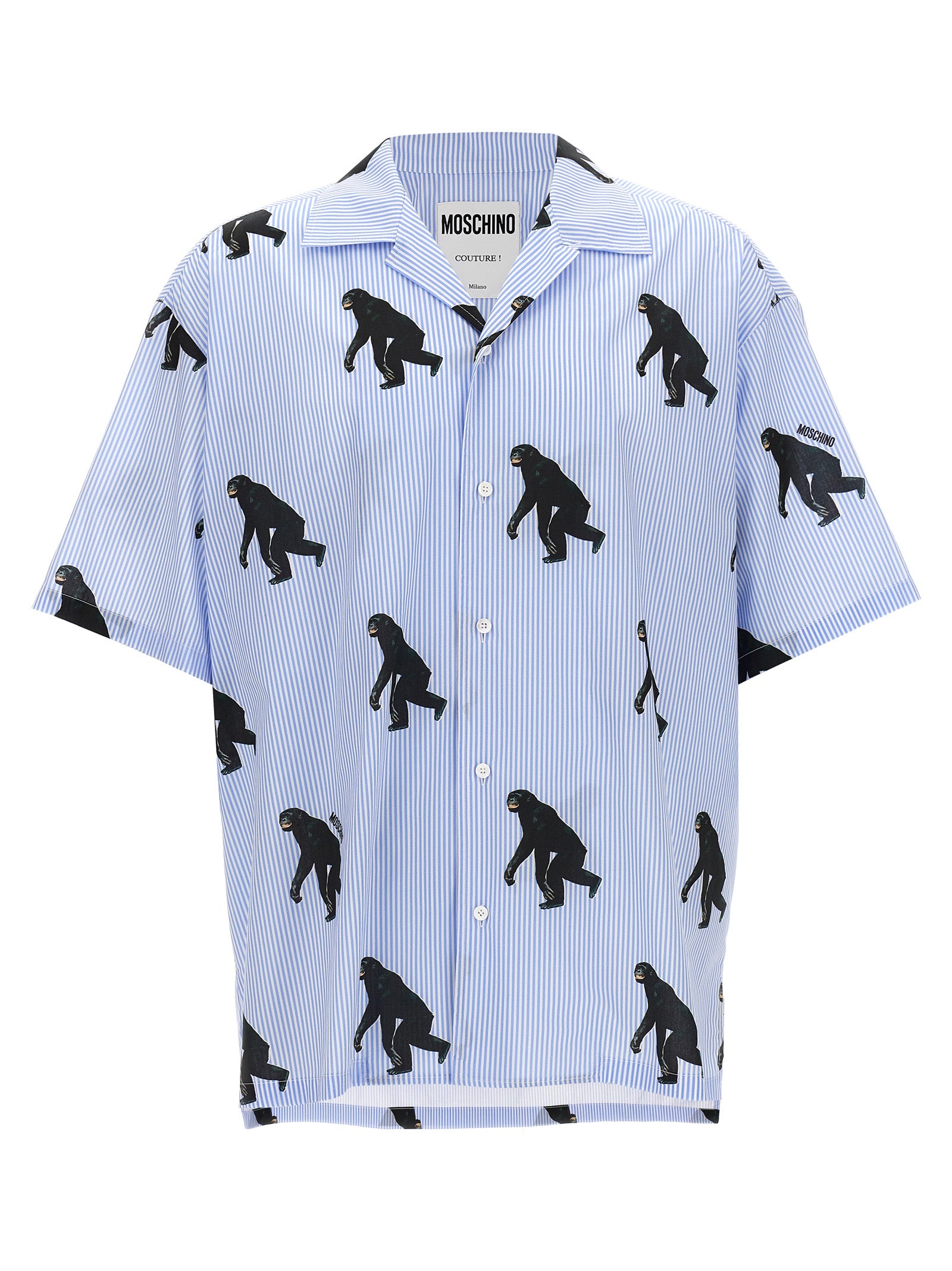 Scimpanzé print shirt Light Blue Cotton Shirt, Blouse
