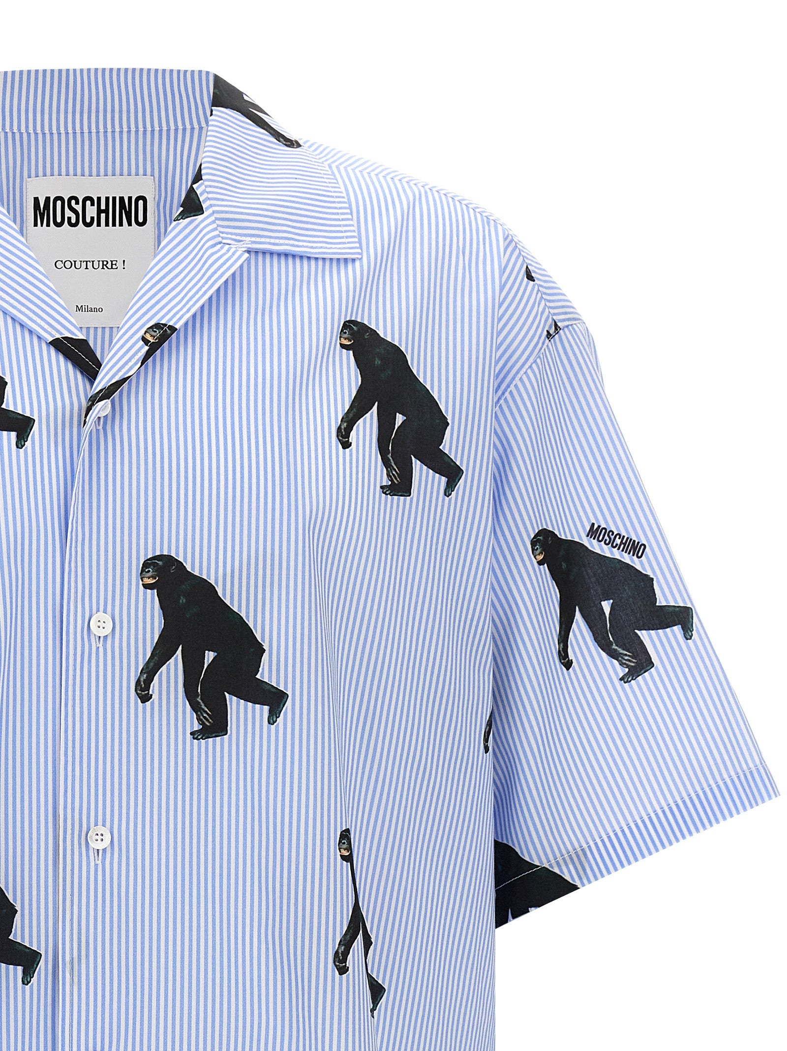 Scimpanzé print shirt Light Blue Cotton Shirt, Blouse