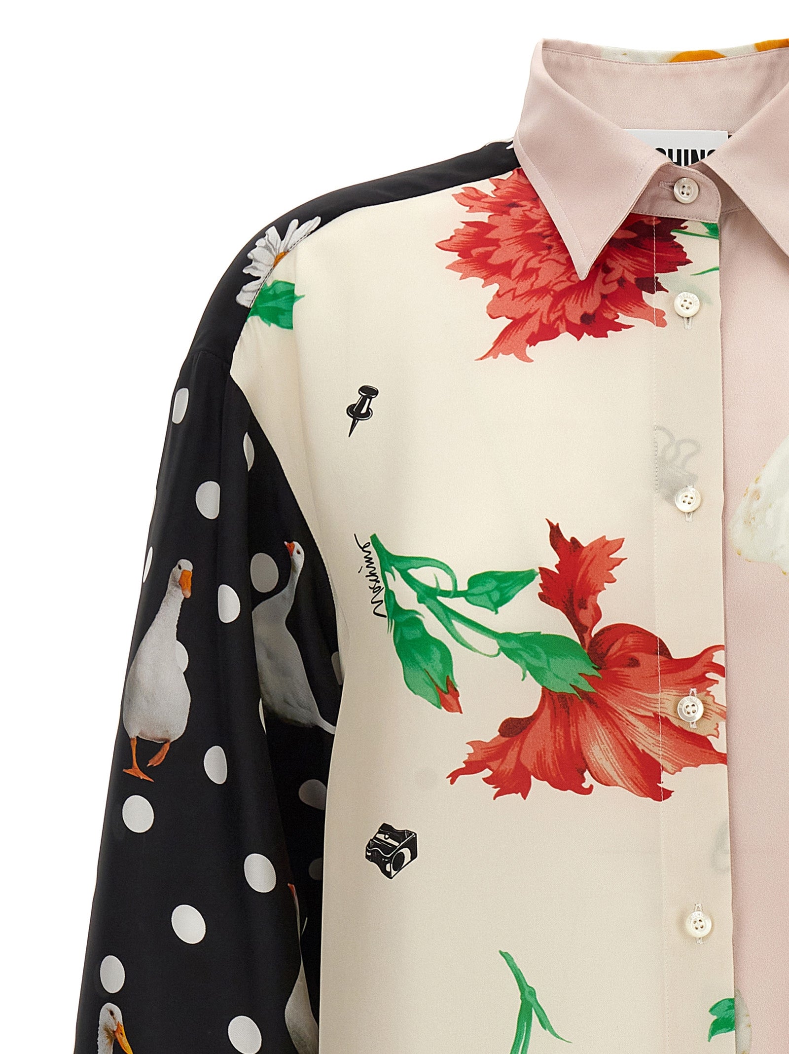 Patchwork print shirt Multicolor Silk Shirt, Blouse