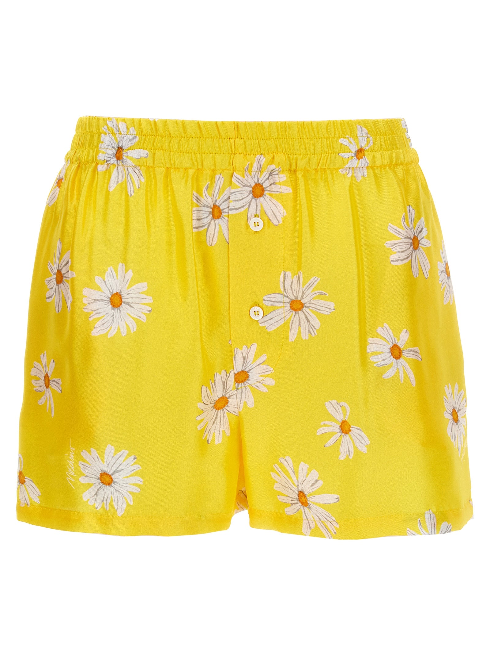 Margherite print shorts Yellow Silk Bermuda
