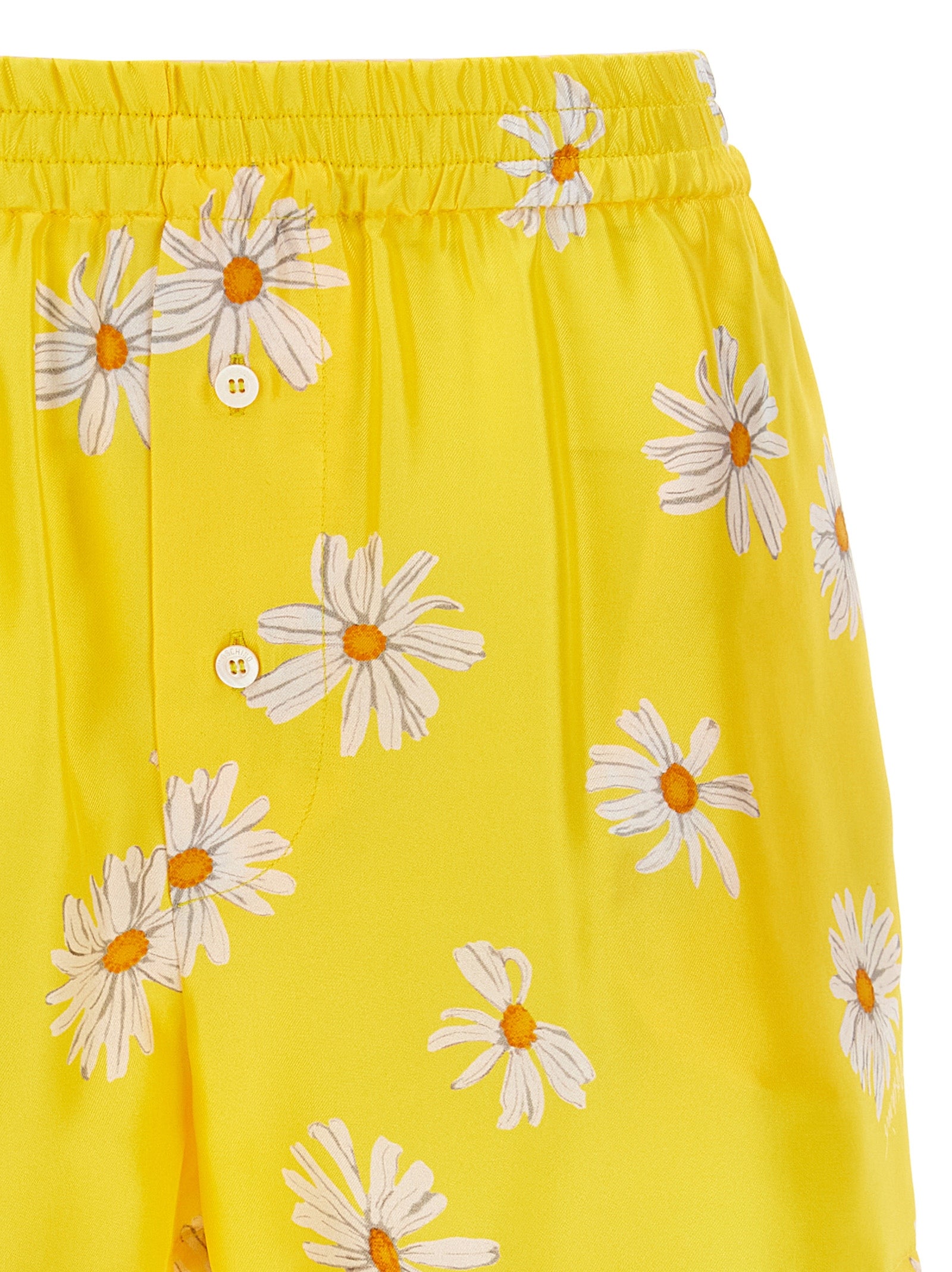 Margherite print shorts Yellow Silk Bermuda