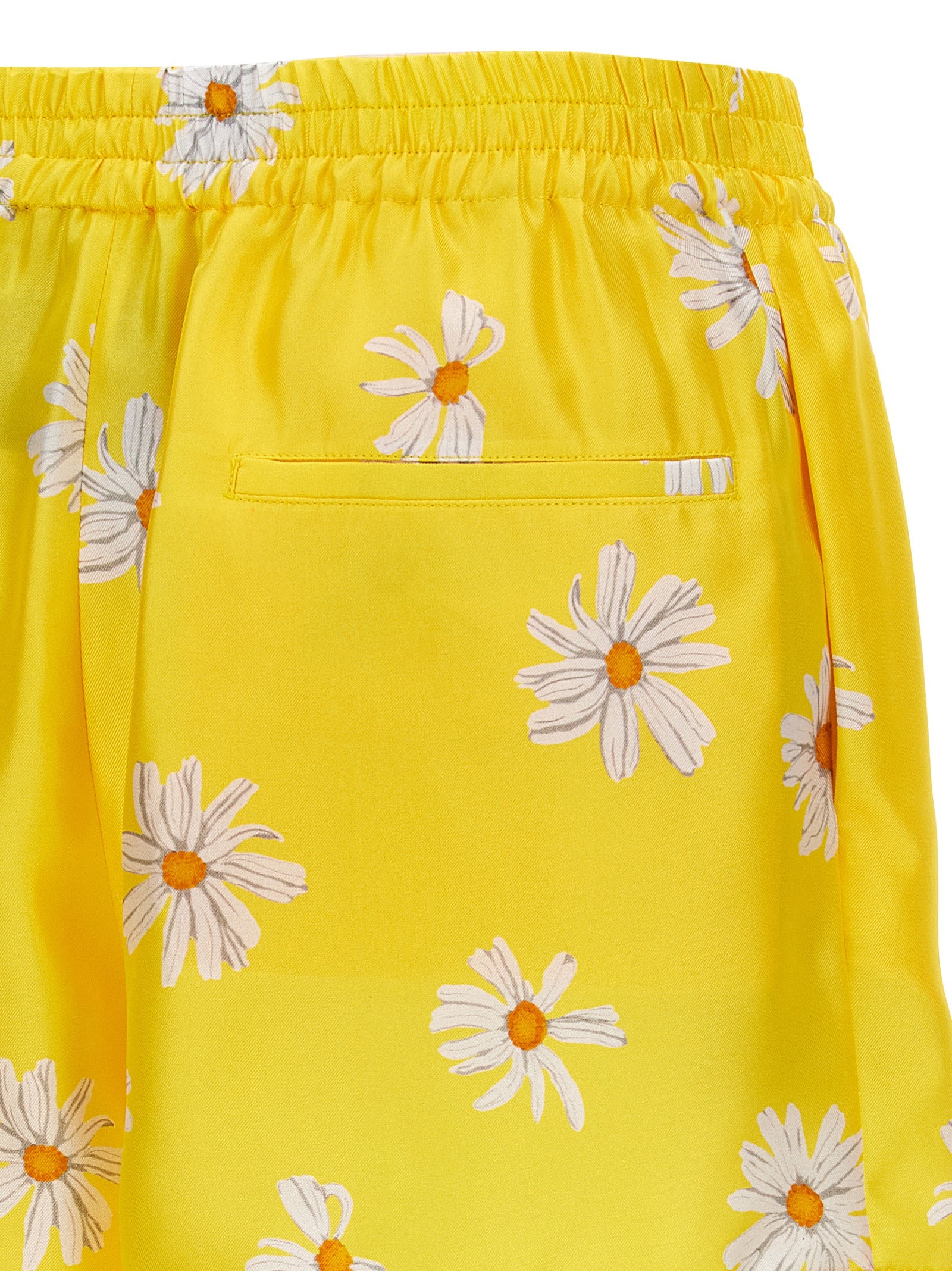 Margherite print shorts Yellow Silk Bermuda