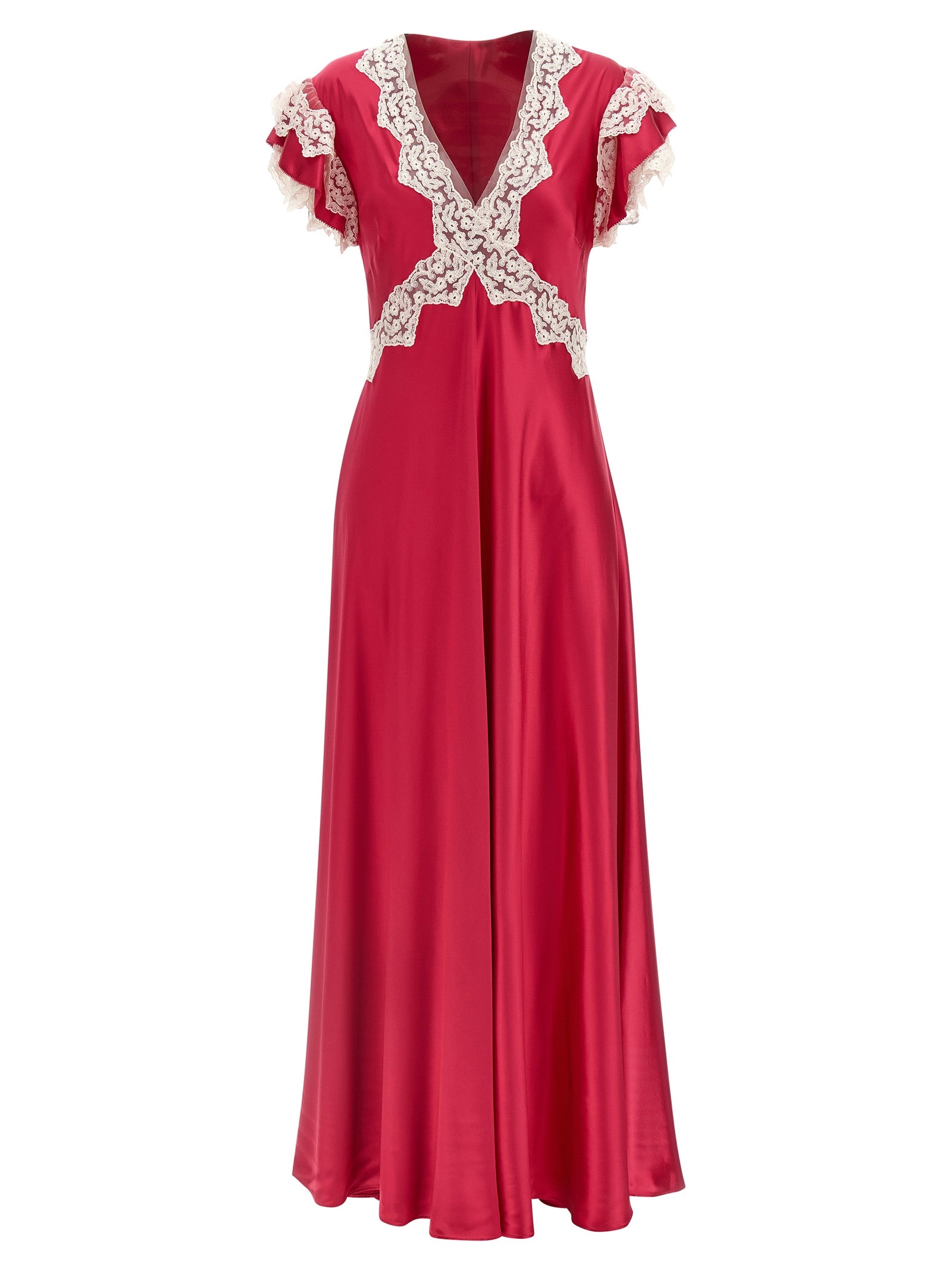 Satin and lace dress Fuchsia Viscose