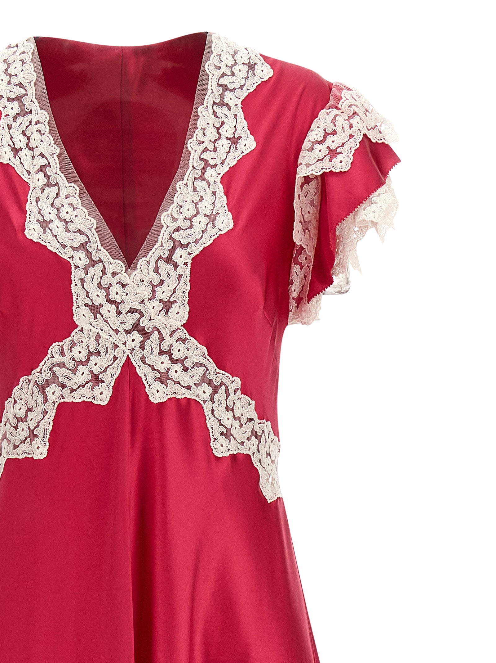 Satin and lace dress Fuchsia Viscose