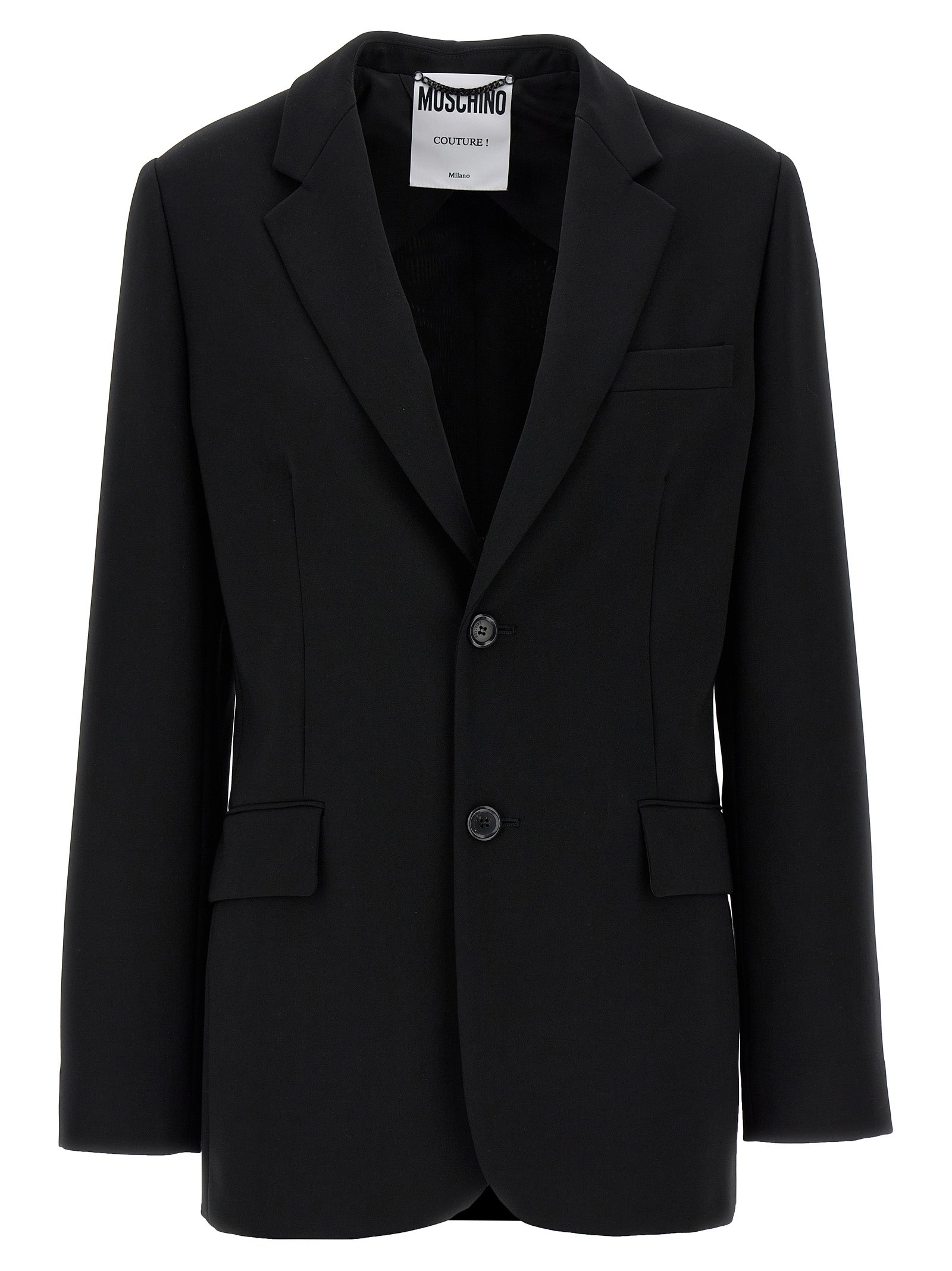 Single-breasted martingale blazer Black Polyester Blazer, Suits