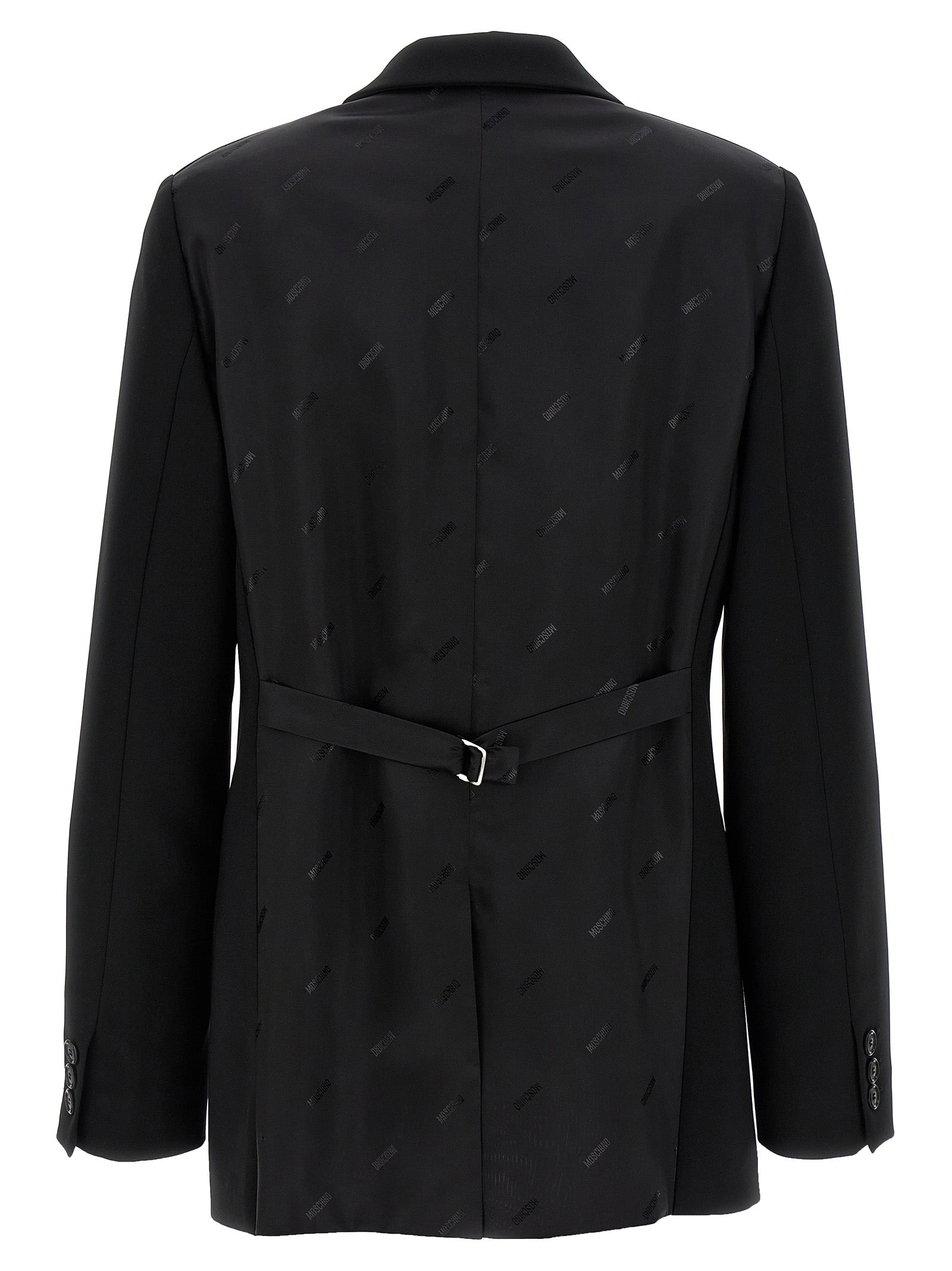 Single-breasted martingale blazer Black Polyester Blazer, Suits