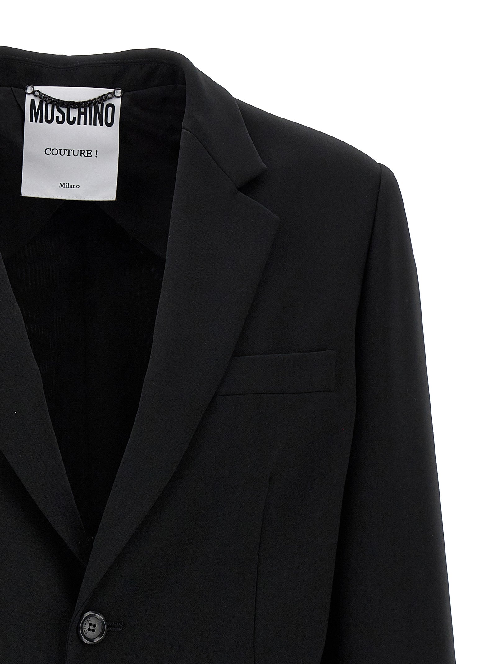 Single-breasted martingale blazer Black Polyester Blazer, Suits