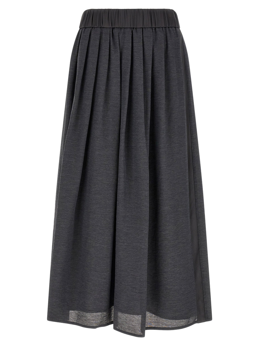 Peserico Pleated Lyocell Skirt — Charcoal
