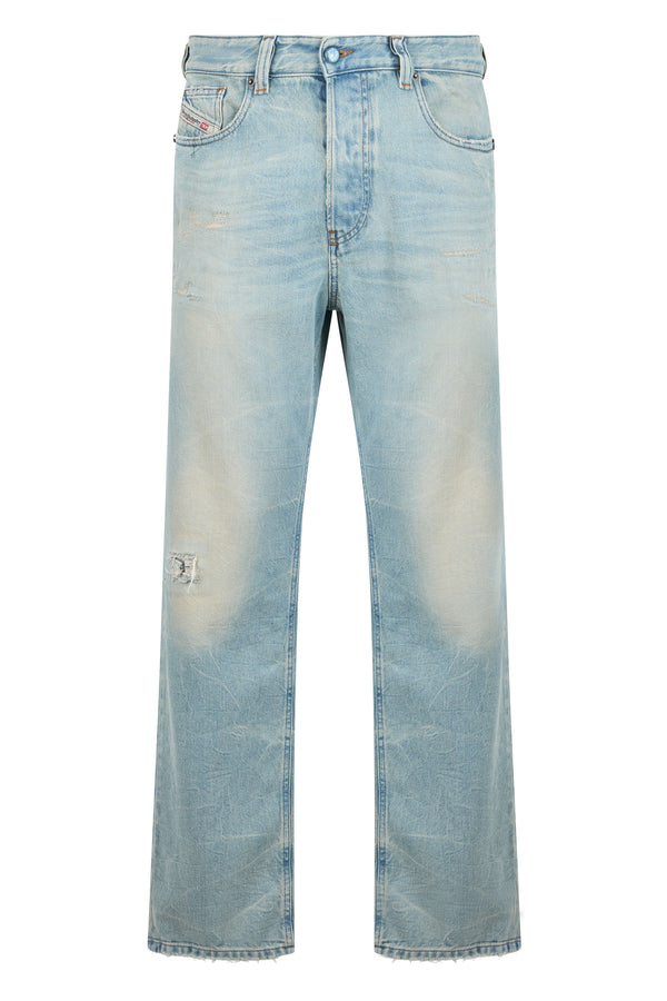 Straight-Leg Jeans Light Blue Cotton