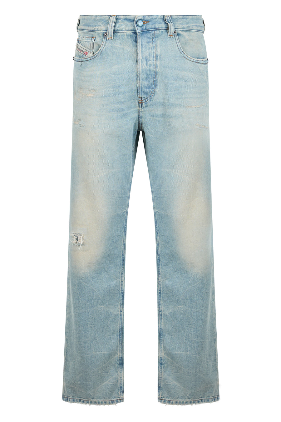 Straight-Leg Jeans Light Blue Cotton