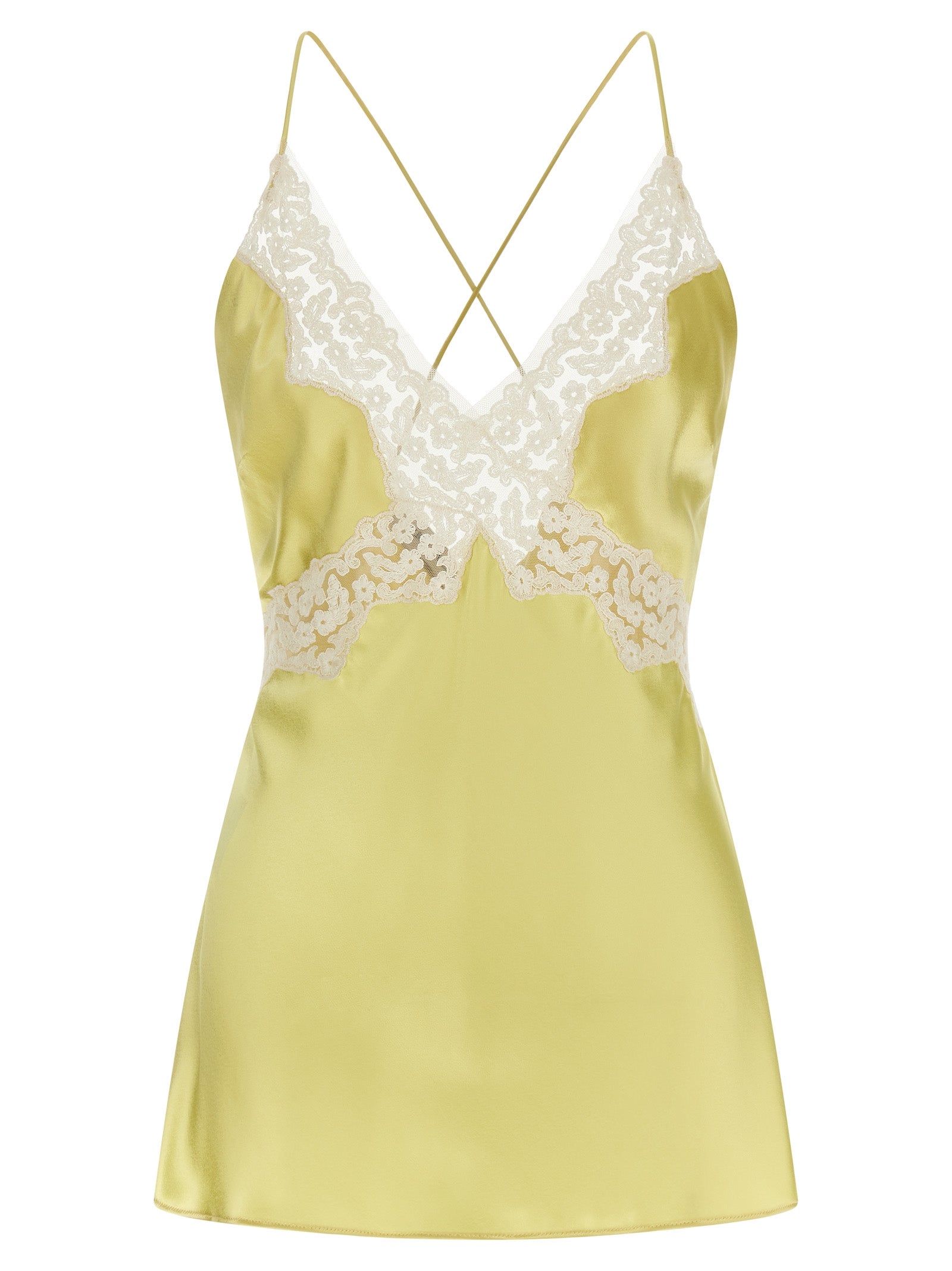 Satin and lace top Yellow Viscose Tops