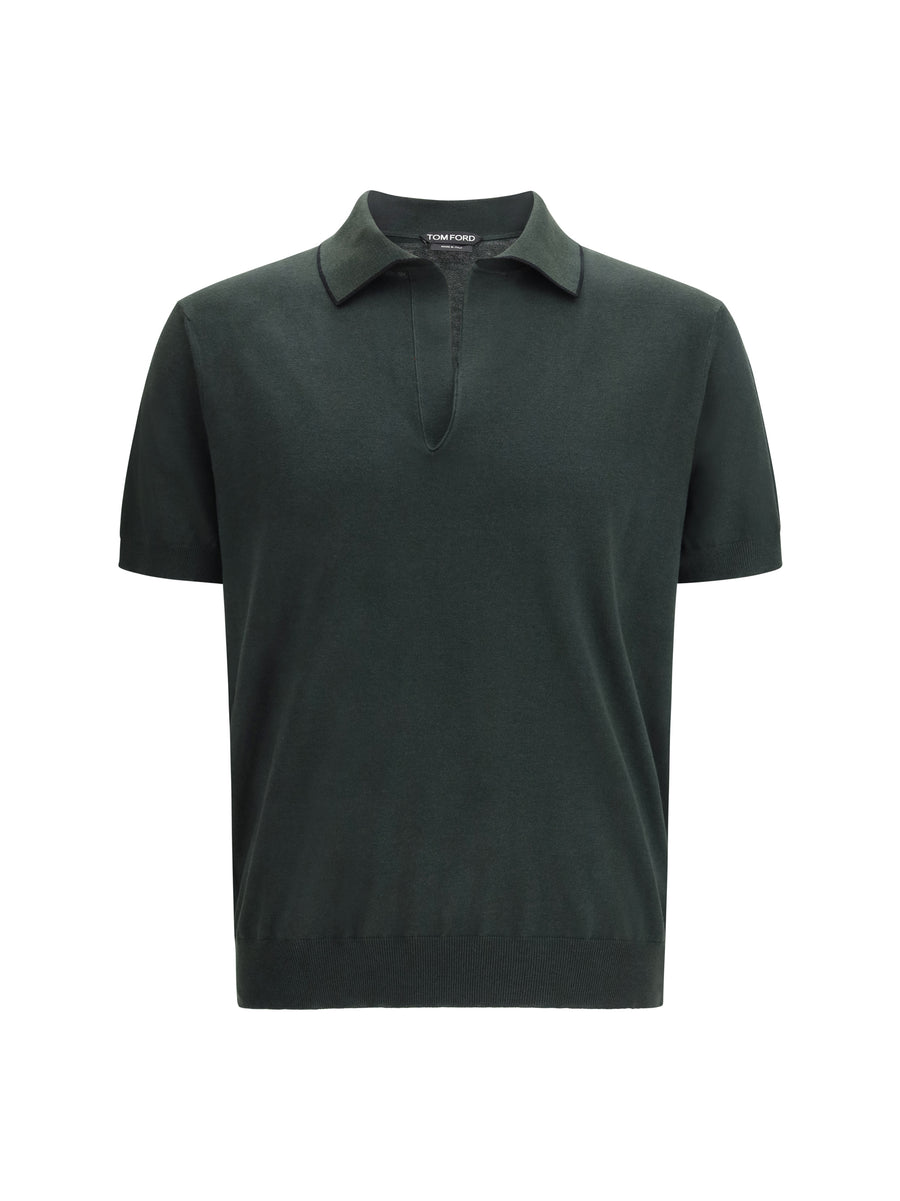 Cotton And Silk Blend Polo Shirt Forest Cotton