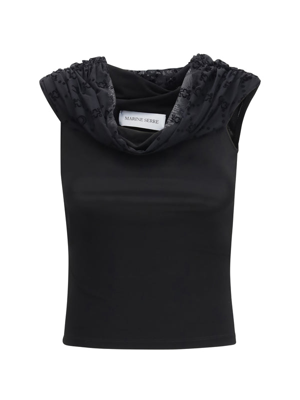 Marine Serre 92% viscose blouse in black