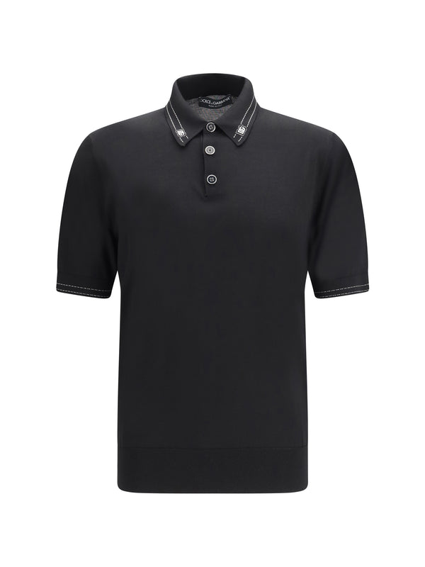 Dolce & Gabbana 100% Silk polo in black