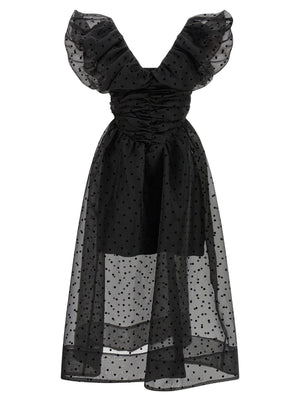Ganni Black Organza Ruched Dress