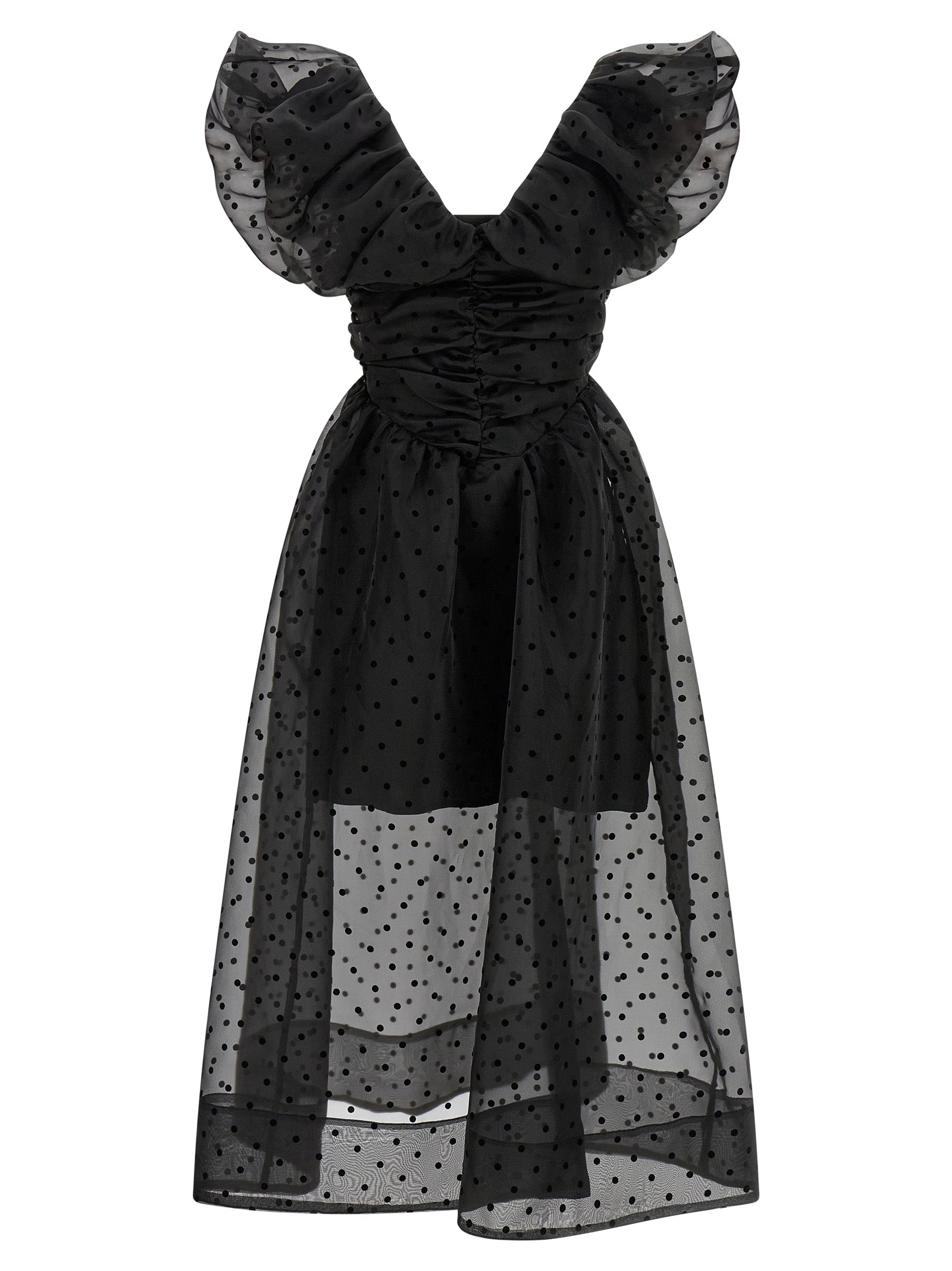 Black Organza Ruched dress Recycled Polyester